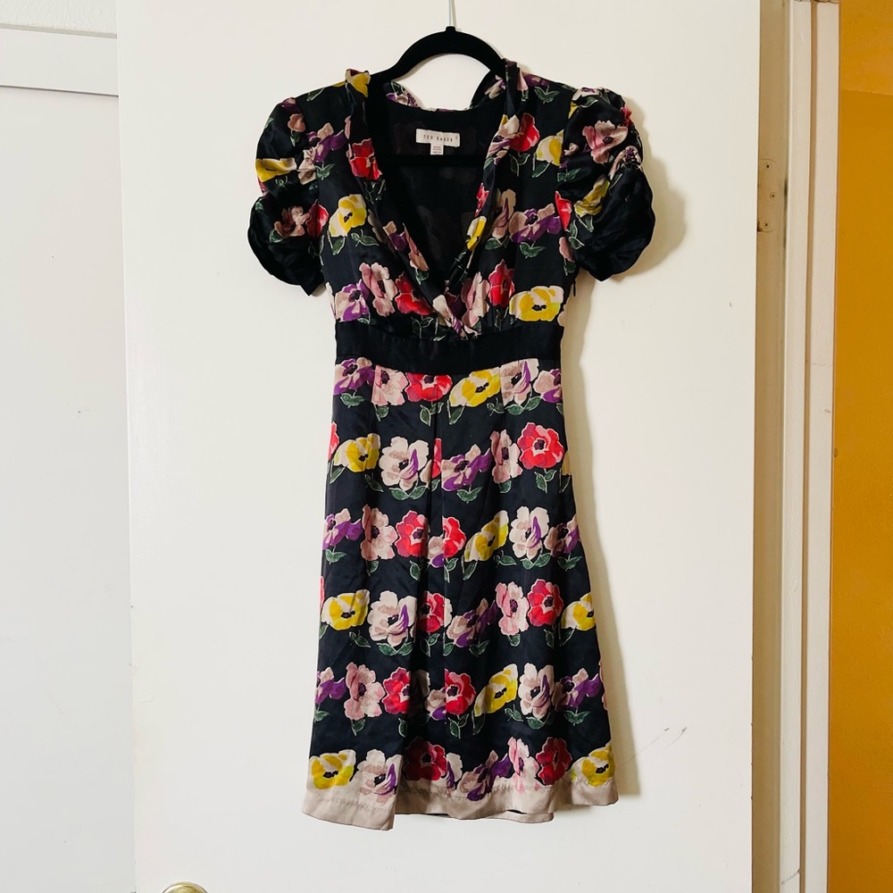 Ted Baker Black Kimono Silk Empire Waist Casual Dress✨